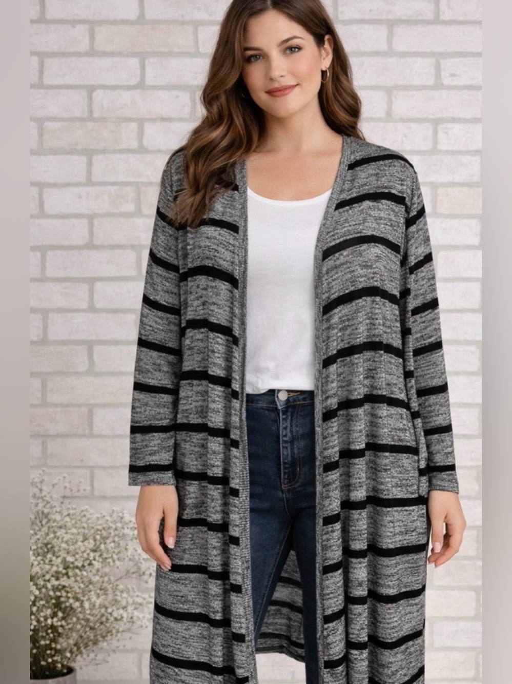 New York and Company /Black Striped lightweight Cardigan / Size / Medium